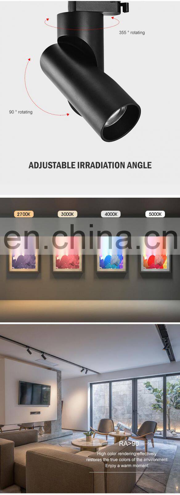 Hot Selling Black Color Aluminum Magnetic Rail Focus Light 12W Led Track Light