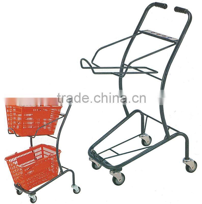 Convenient metal shopping trolley with wheels