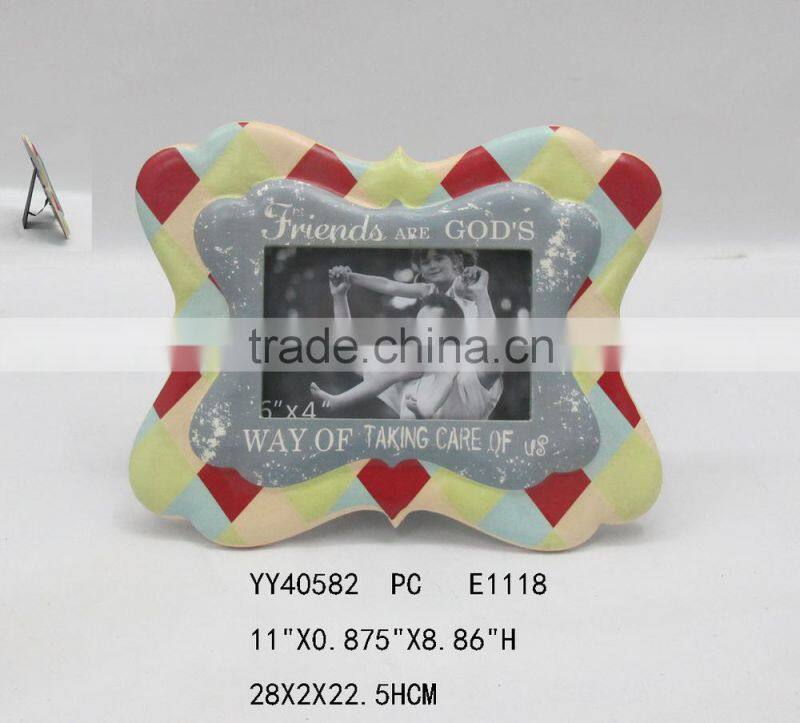 Lovely flower frame 4*6 inch metal table and wall photo picture frame for family