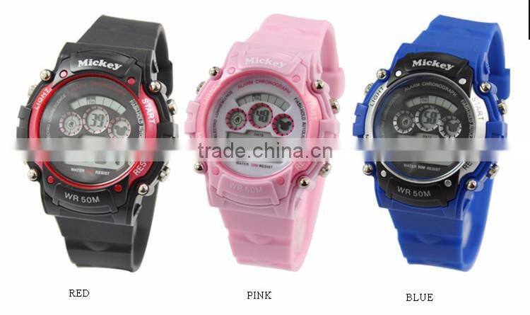 Popular Pink Children Kids Students Teenagers Lovely Sports Xmas Gift Hours Digital LED Wrist Hand Watches, Free & Drop Shipping