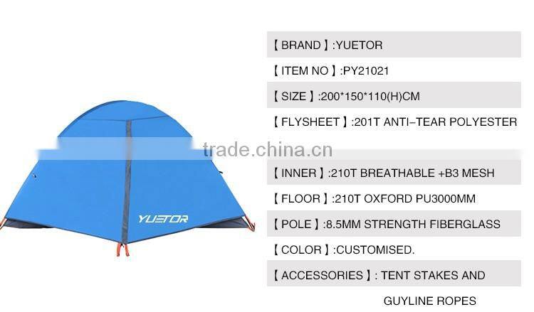 Hotsell Waterproof Double Layer 2 Person 3 Season Aluminum Rod outdoor camping tent