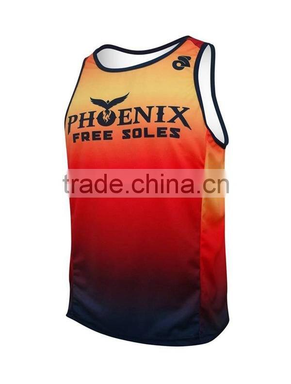 promotional custom sublimation running singlet, custom t-back singlet