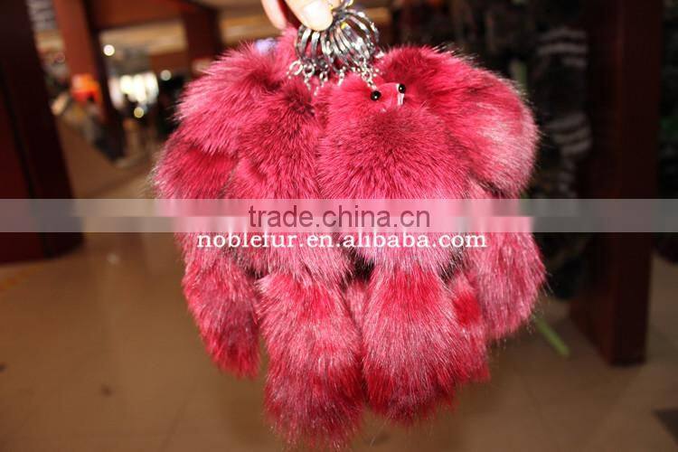 New Arrival White Small Fox Fur Keychain For Mobile Natural Real Fox Fur