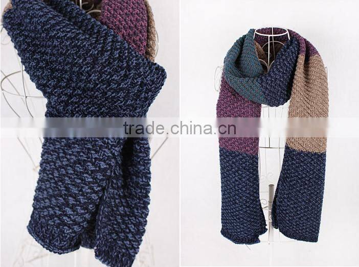 New Fashion Patchwork Wool Knitted Unisex Man Woman Winter Scarf