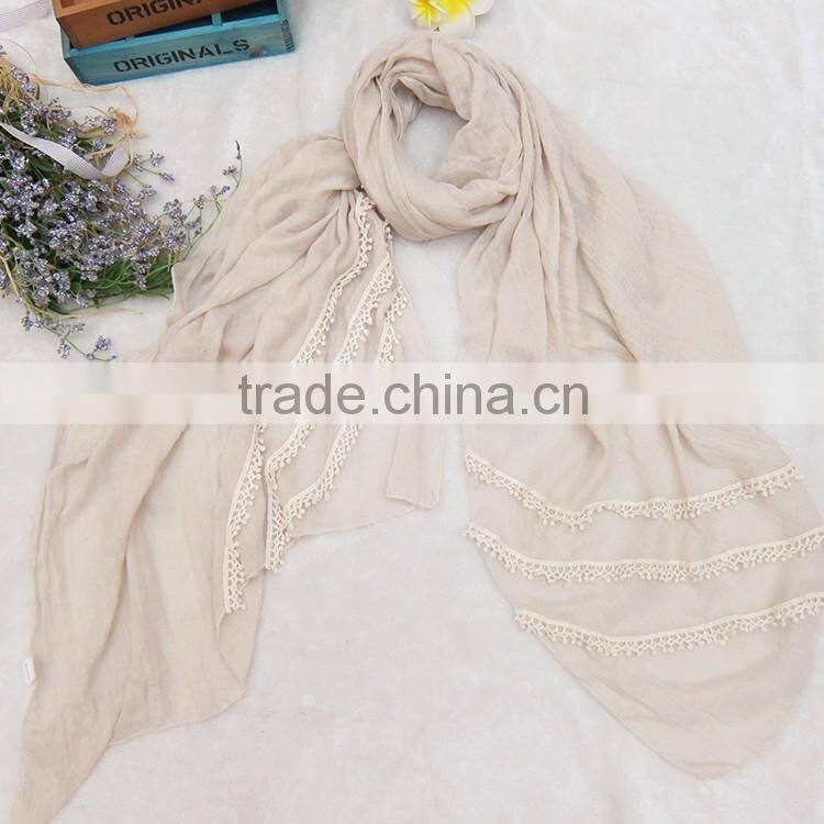 Fashion Charm Women Plain Soft Cotton Linen Islamic Muslim Shawl