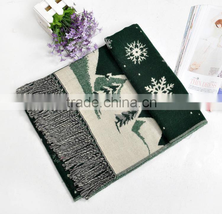 Best Selling FashionJacquard Snow Pattern Women Winter Wool Scarf