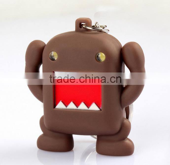 Hot Sale Cartoon Figure Domo Led Flashlight Soundable Key Chain
