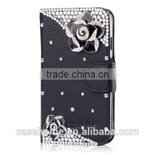 New Fashion leather flip cover case stick Bling Crystal Diamonds for ZTE Blade A711 4G LTE