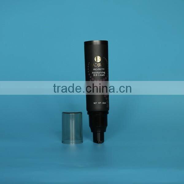 High quality 30mm black PE plastic cosmetic packaging tubes with airless pump