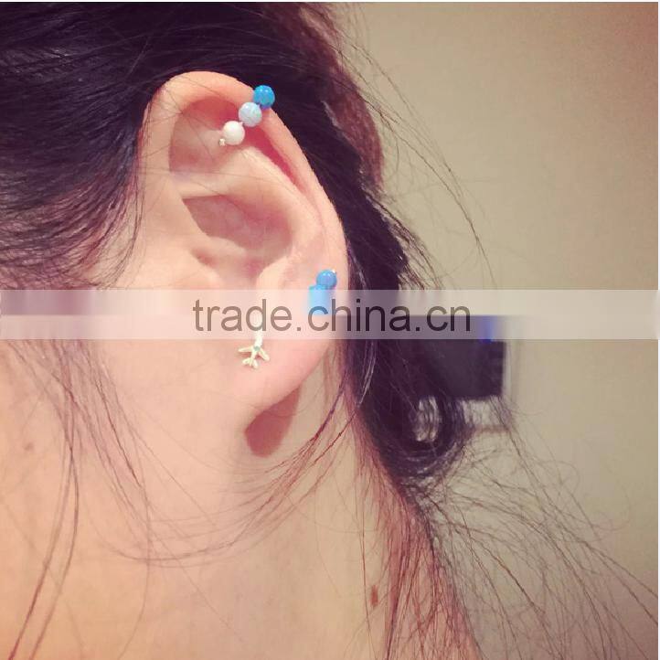 wholesale s925 sterling silver pave stone moon and star earrings