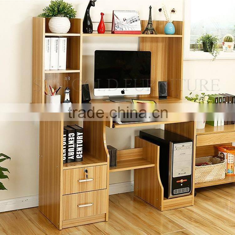 White wood study room chinese style bookcase/ study table/ computer desk (SZ-FCB396)