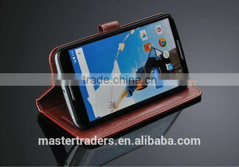 Original Fashion 64 Grain Stand Holder Wallet Flip PU Leather Case For Motorola Google 6 MT-3101