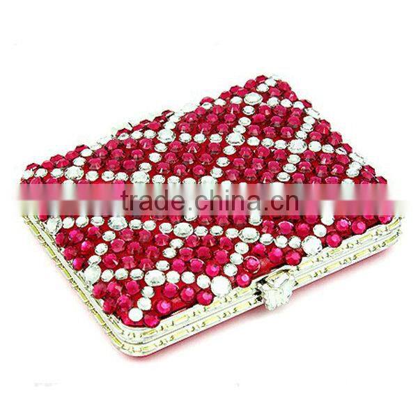 Rhinestone square fuchsia pocket mirror cosmetic mirror compact mirror