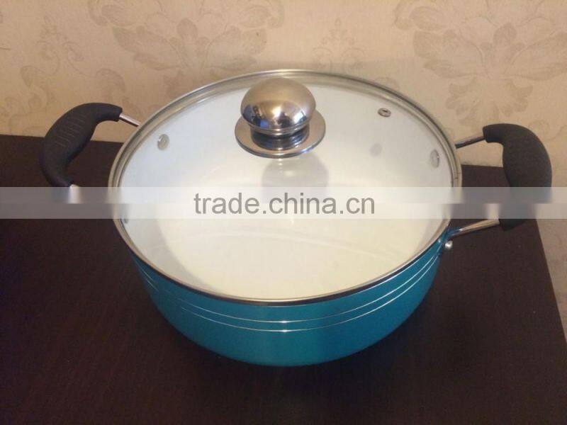 Aluminum large non-stick ceramic cooking pot casserole saucepot