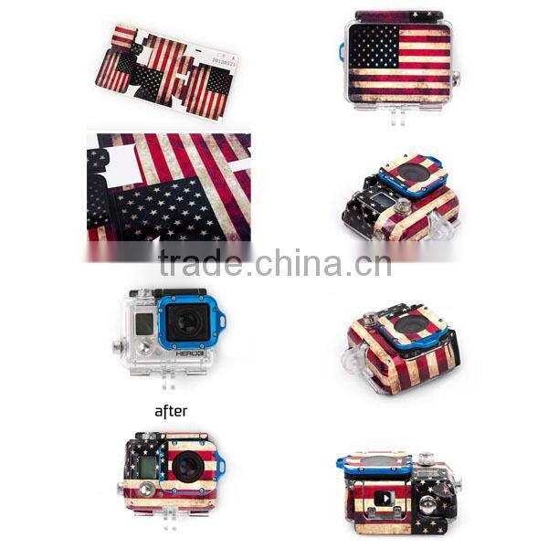 2016 gopros accessories popular camera case sticker for gopros heros ,American Flag shin Sticker for Go Pro He ro 3 housing,GP49