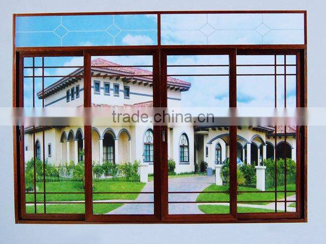 aluminum glass sliding window with powder coating wooden frame