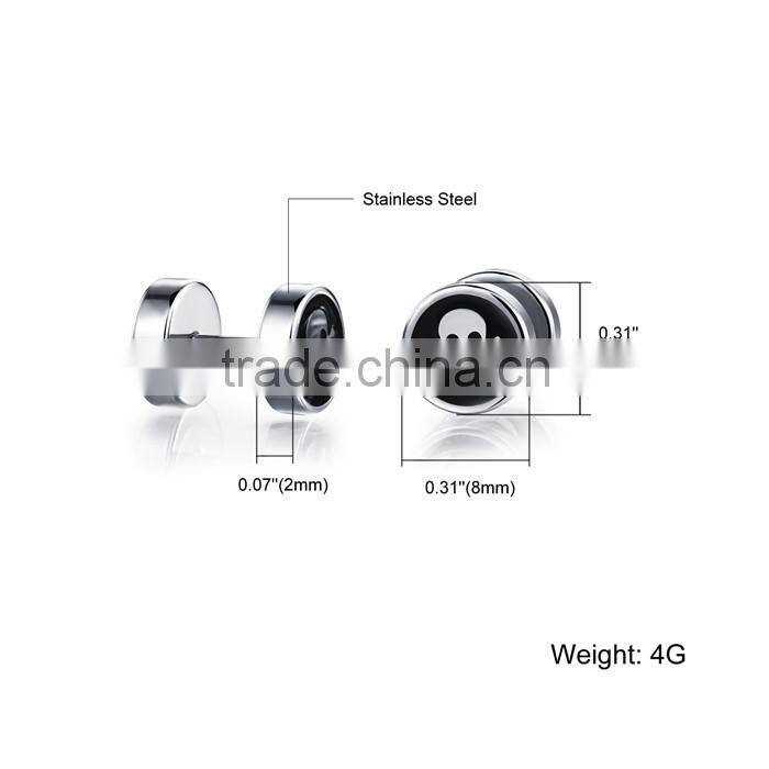 men collection trend round screw stainless steel skull earrings