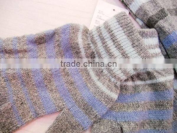 lambs wool stripe hat scarf gloves set