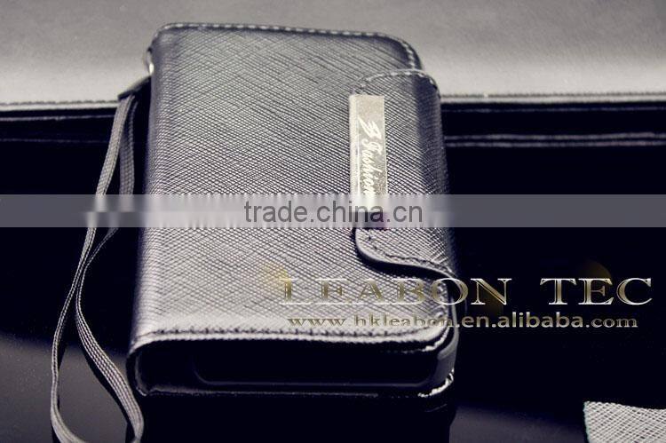 Card holder High quality wallet case cross pattern real cow leather case for Iphone 4 4S