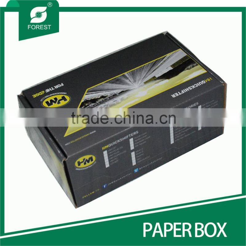CUSTOMIZED BLACK GLOSSY VARNIAHED CORRUGATED PAPER BOX FOR ELECTRONIC
