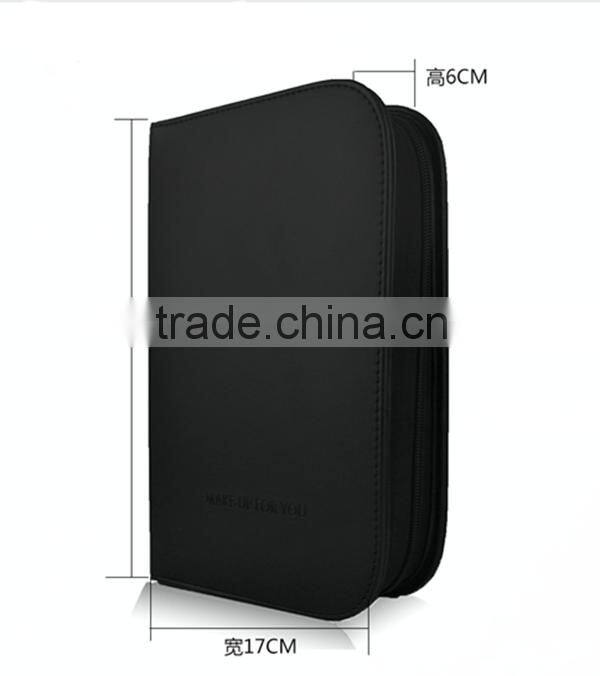 Best quality black PU 29 holes cosmetic bag with zipper