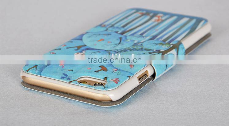 Forest Print Mobile Phone Case PU+PC Wallet leather Case For iPhone 6
