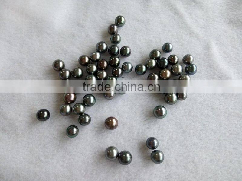 9-10mm AAA black tahitian pearls wholesale perfect round high luster no hole