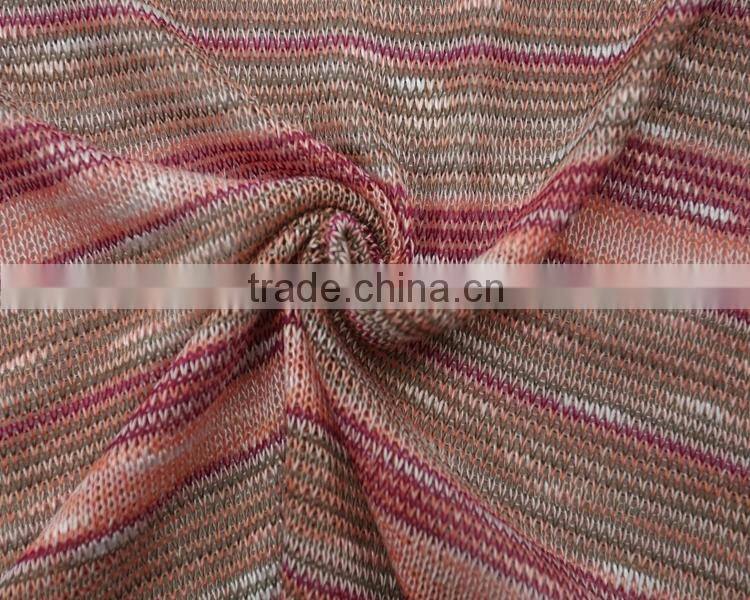 Jiufan Textile Cut & Sew Polyester Rayon Yarn Dyed Knit Fabric For Garment Sweater