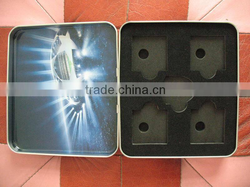 square badge tin box with foam insert