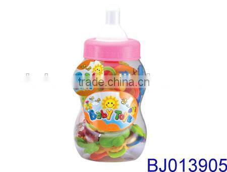 Funny gift for baby lovely bear bottle with infant rattles and teether