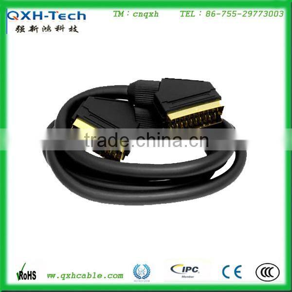 Factory wholesale high quality 21PIN Scart to Scart Cable for audio/video Manufaacturer