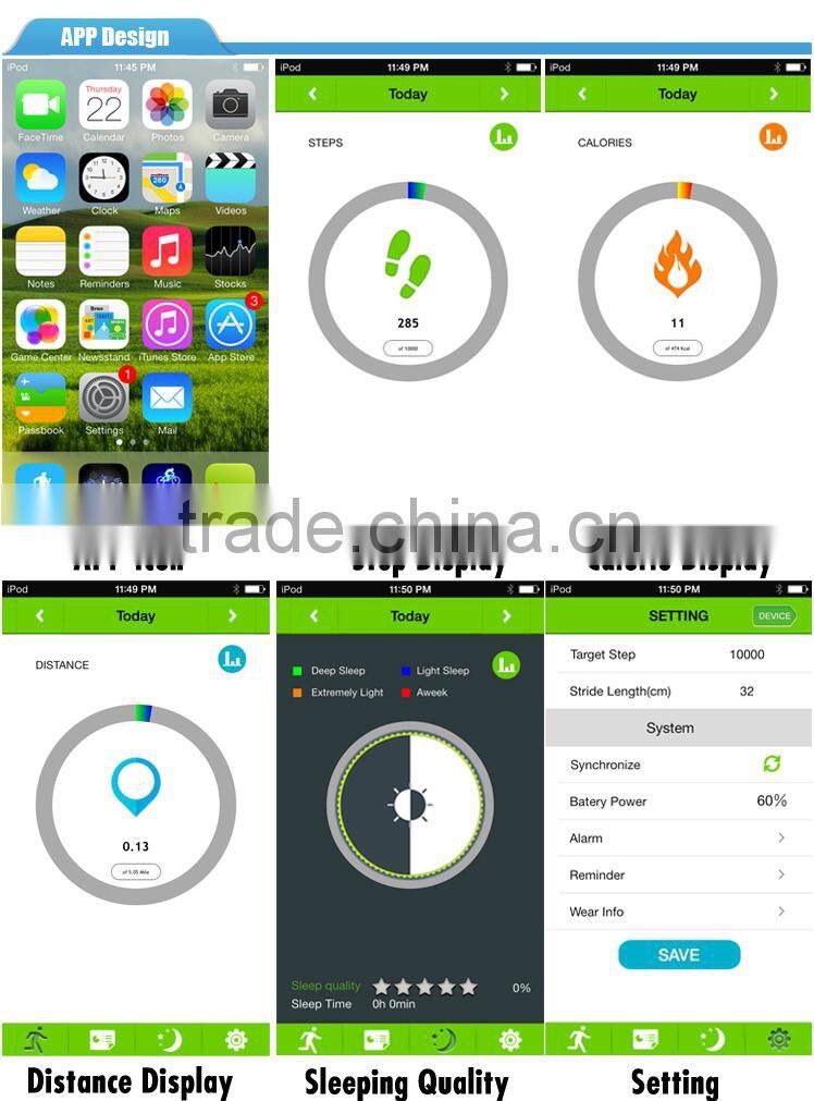 Wireless Charging E ink Paper Display Bluetooth Wrist Watch Pedometer