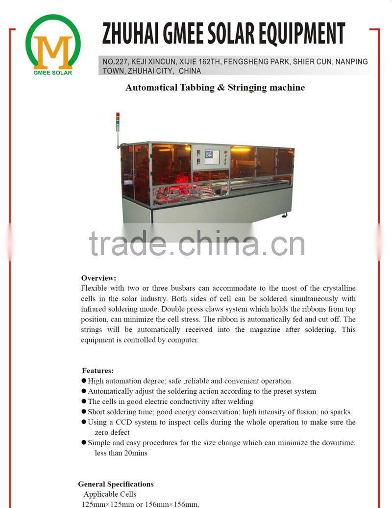 Automatic Tabbing Stringing Machine for welding solar cell into string