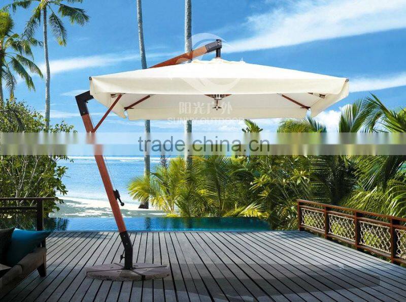 indonesia wood square side post umbrella luxury wooden umbrella garden parasol hot sale