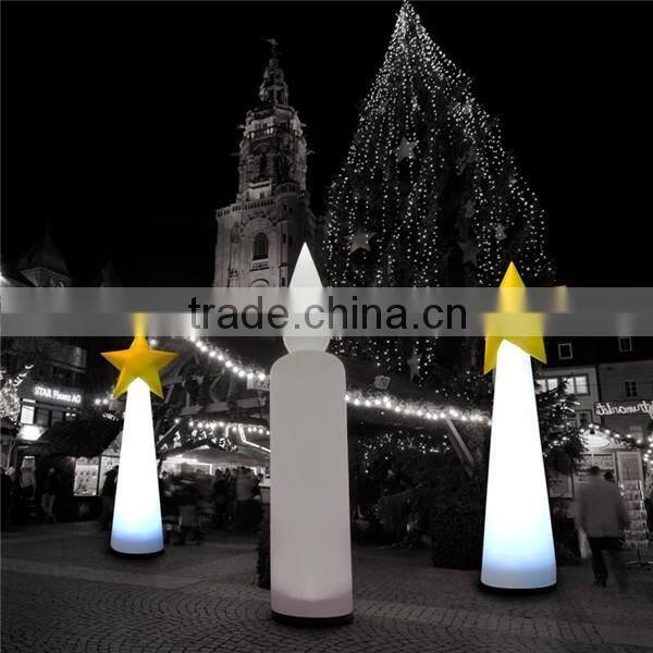 Inflatable Christmas cone with star / led lighting inflatable star cone for night decoration