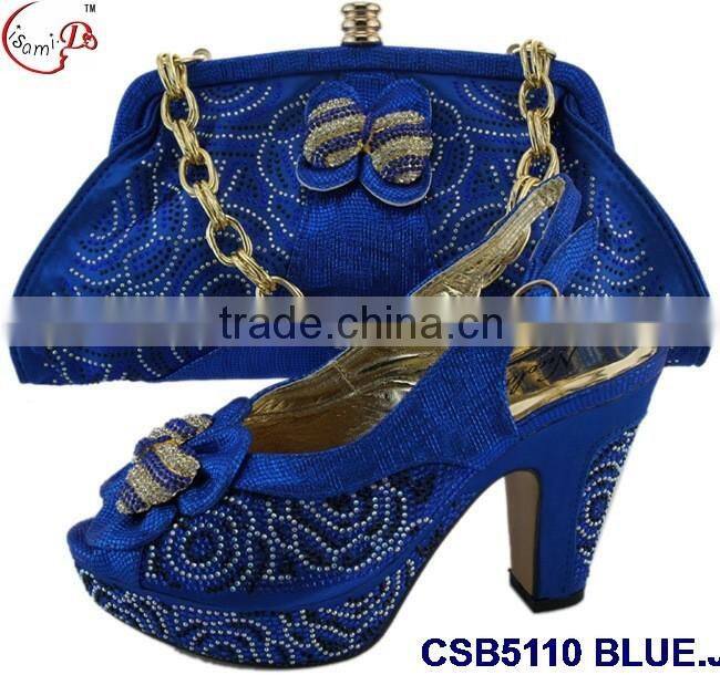 high rough heals shoes and bag match set with stones famous in European style for young lady for wedding /party