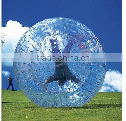 recreation and sport of rolling downhill inside an orb,transparent plastic zorb ball