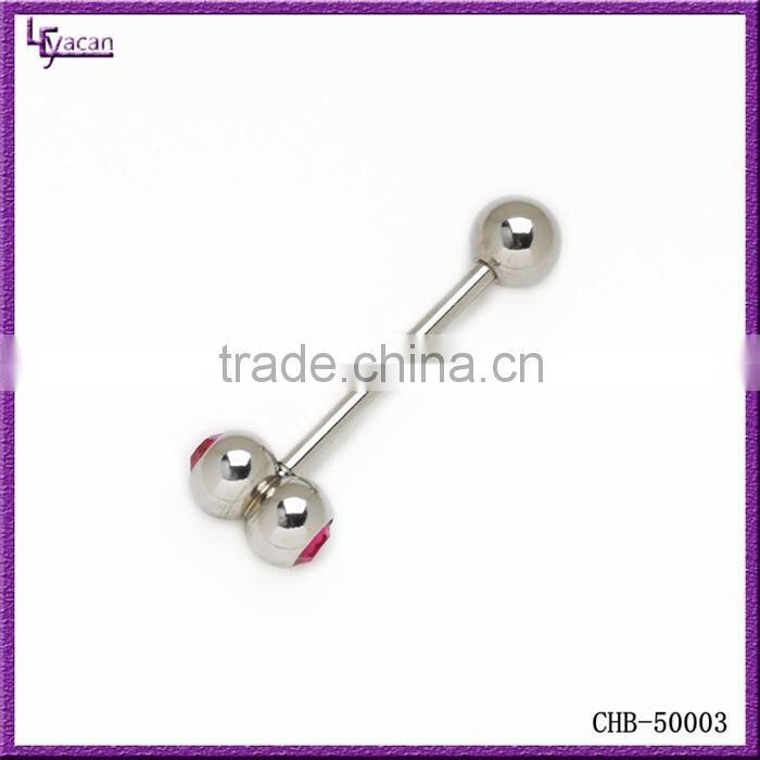 Custom Surgical Steel Gem Paved Barbell Hammer Shape Tongue Piercing