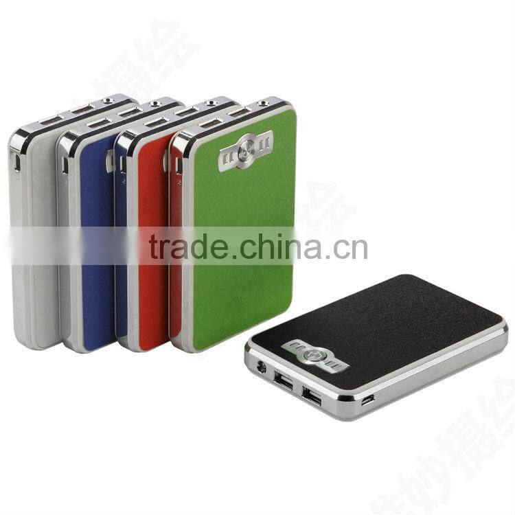traveling 2 USB 2.1A output rechargeable leather power bank 10000