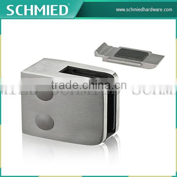 decorative wrought iron parts stainless steel square corner satin mirror glass clamp