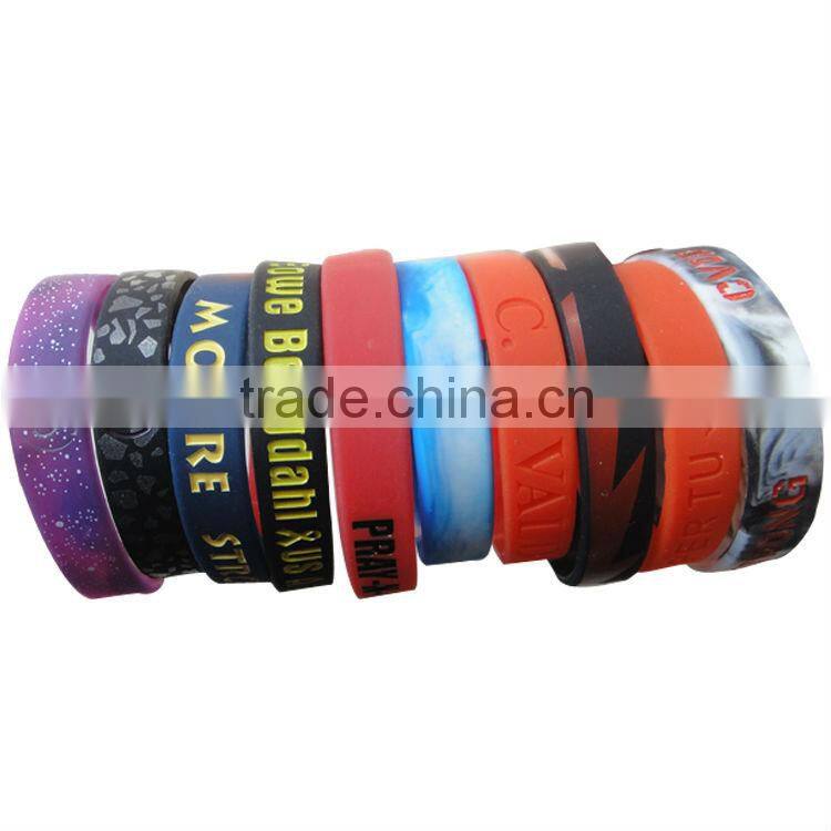 1 inch debossed and ink filled wide silicone wristband