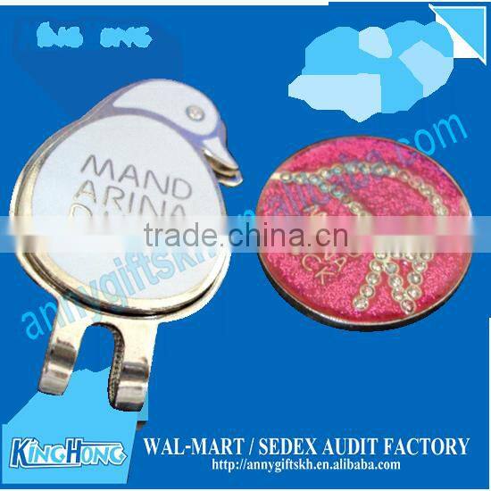 Shiny blingbling ball marker ladies golf hat clip