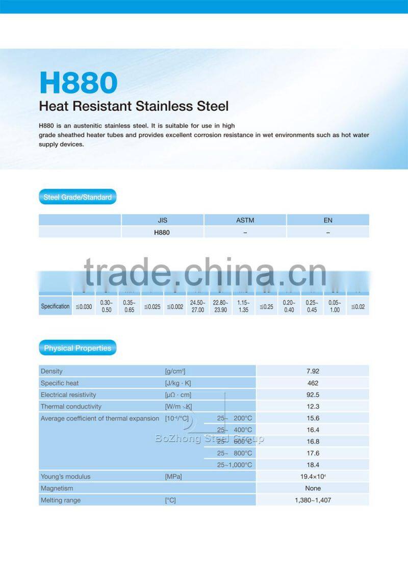 1.4876 bar 800H 800T pipe UNS N0881elbow N08811flange Incoloy 800H Alloy