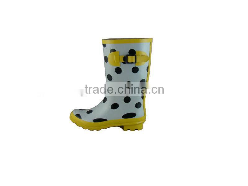 Women Black Dot Pretty Rubber Rain Boots