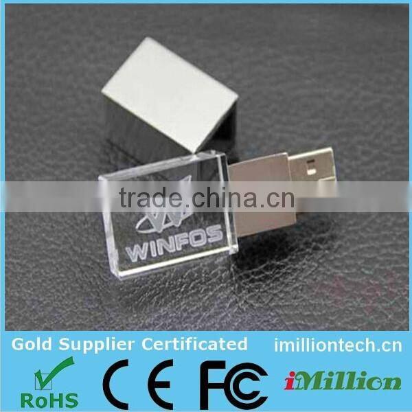 3D Crystal USB Pendrive with Laser Engraved Logo with Gift box Packing
