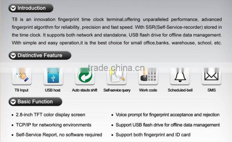 fingerprint reader time attendance and access control