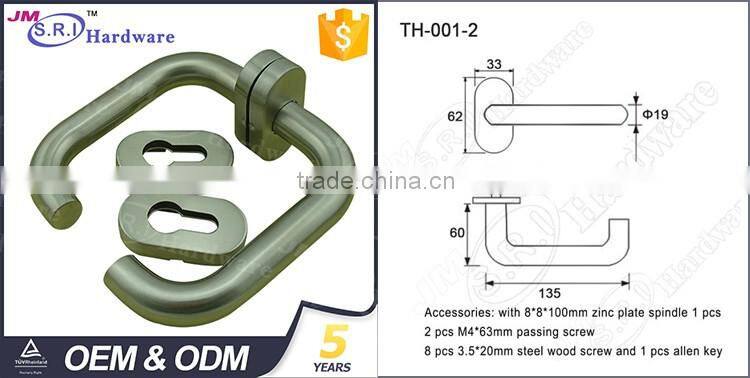 Modern simple stainless steel tube door handle with oval escutcheon