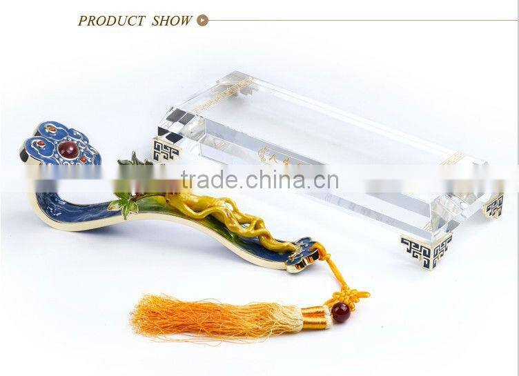 RORO Chinese Traditional Wishful Life Ruyi ginseng enamel crystal decorative article for home decoration