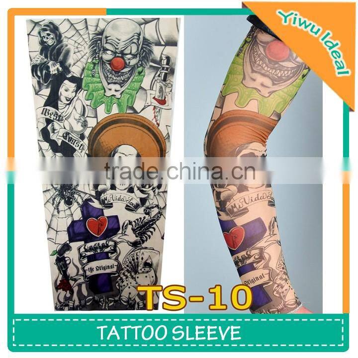 Novelty Women Spandex Colorful Flower Tattoo Sleeve