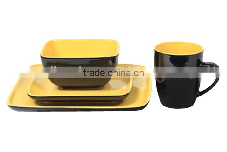 New design modern square cheap ceramic dinner set, fine porcelain dinner set